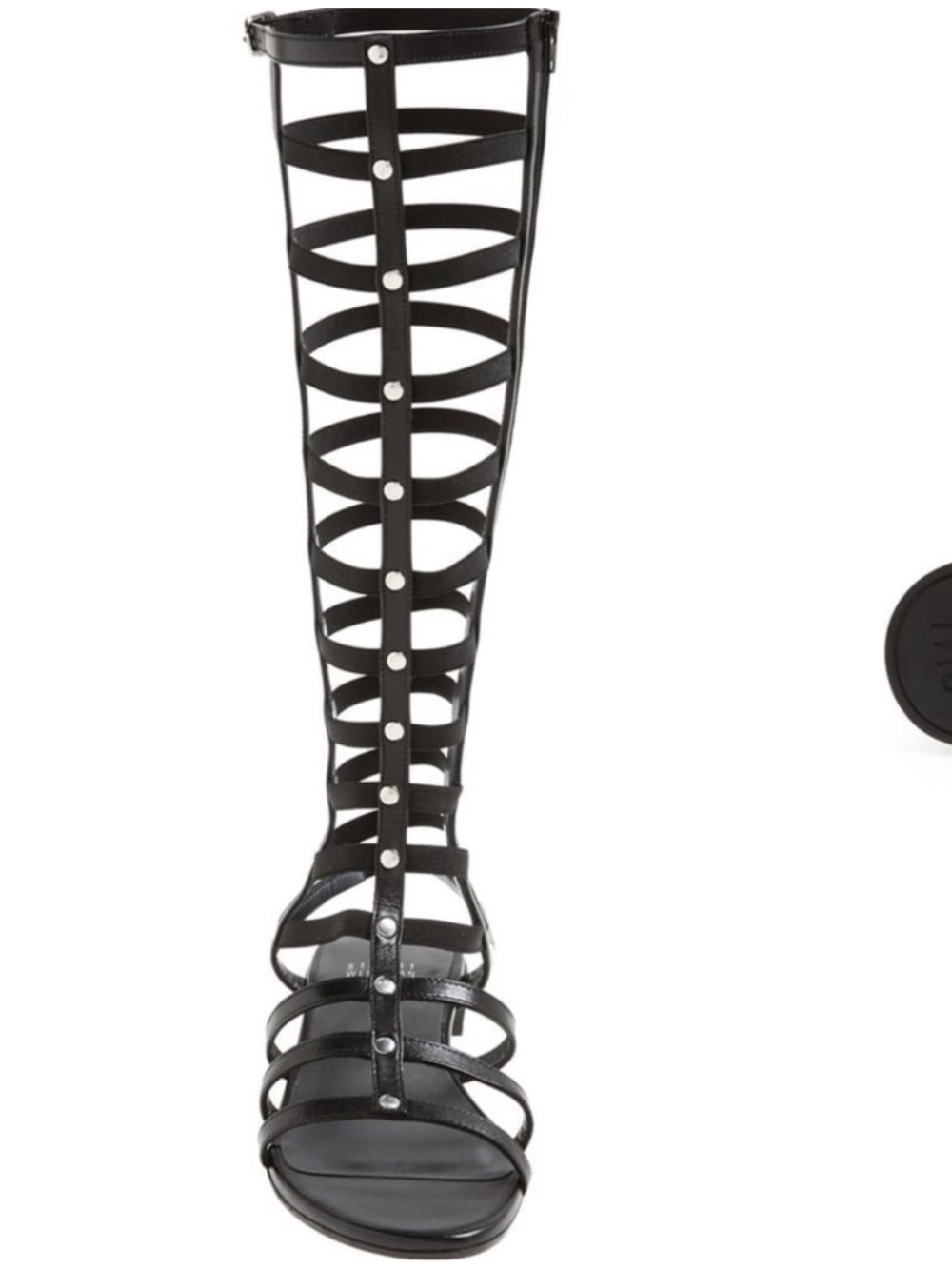 Stuart Weitzman Black Strappy Knee-High Gladiator Sandals - Picture 5 of 15